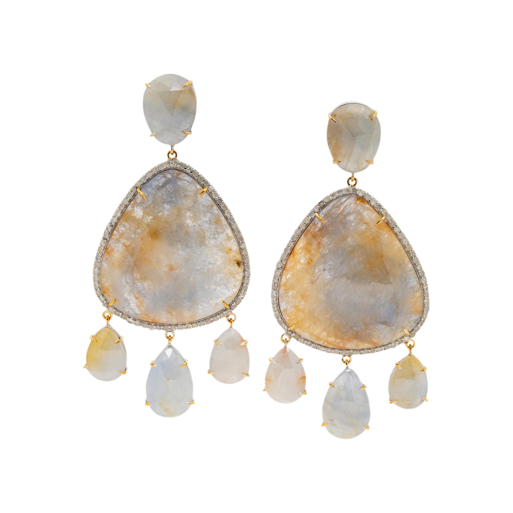 GREY SAPPHIRE AND DIAMOND EARRINGS