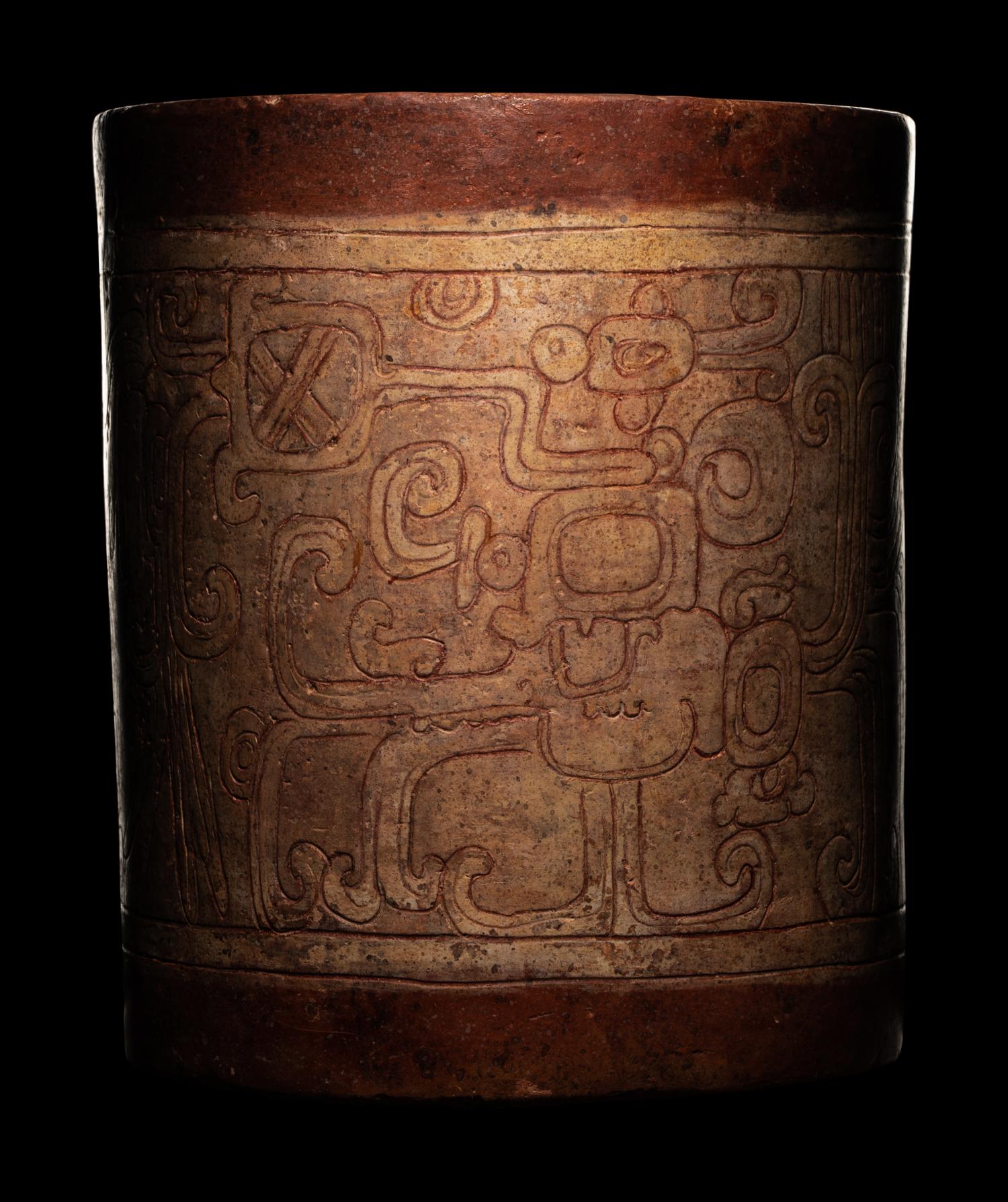 A Maya Incised Cylinder Vessel