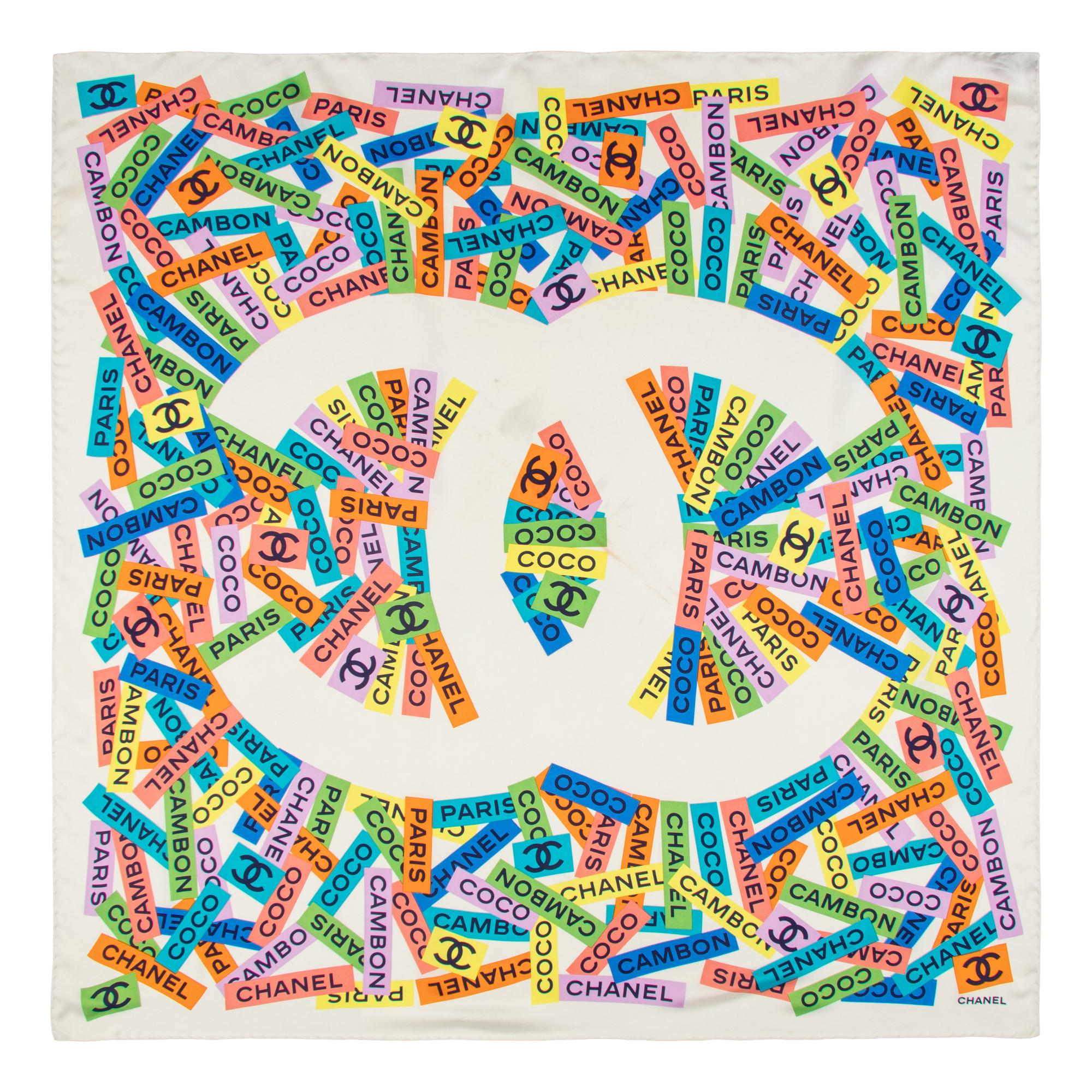 CHANEL, PRINTED SILK SCARF