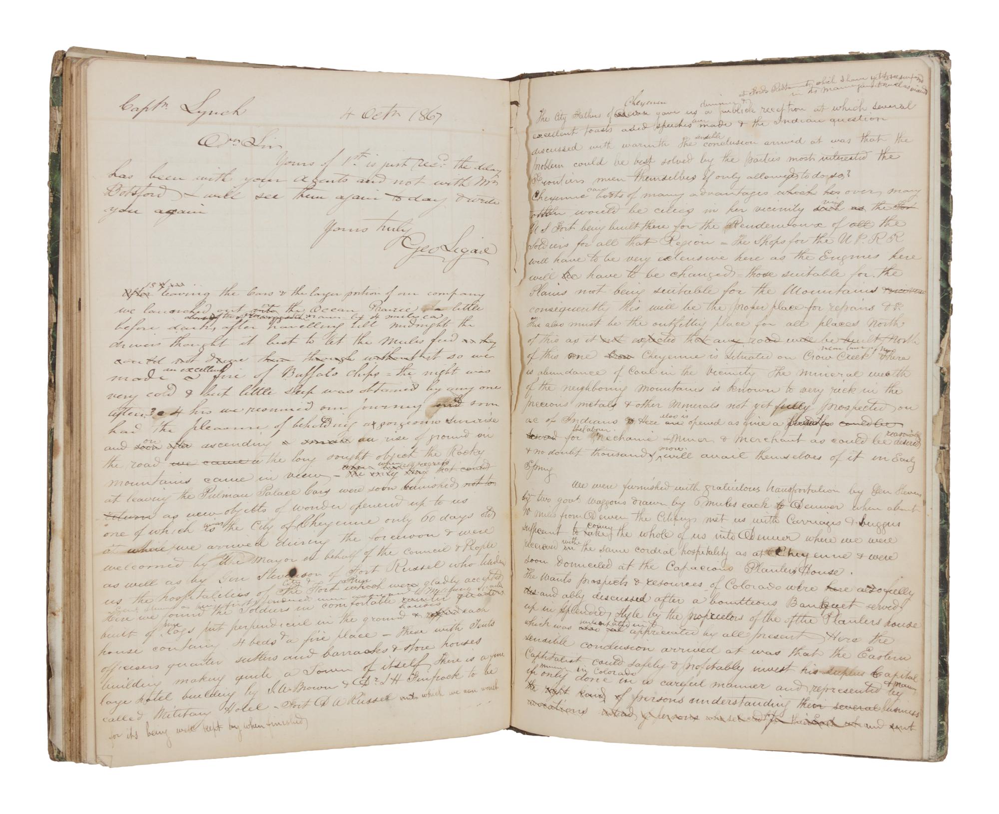 [CHICAGO HISTORY - CHICAGO FIRE]. MANUSCRIPT LEDGER of D. Clark and Company, Chicago, 1849-1873.