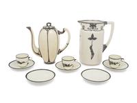 An English Metal Mounted Porcelain Coffee Service