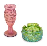 Two Iridescent Glass Vases