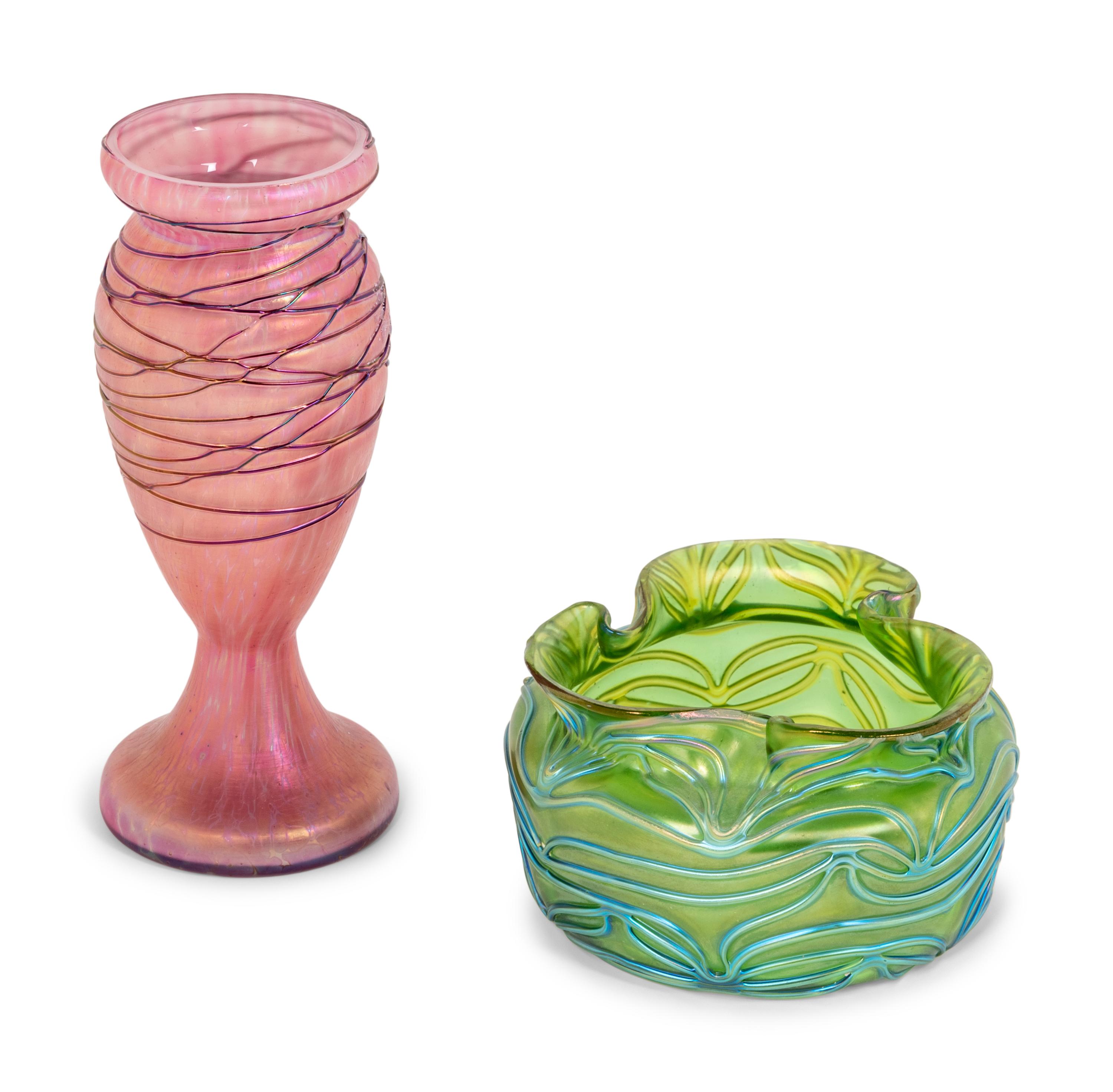 Two Iridescent Glass Vases