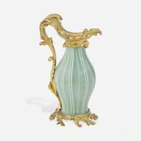 A Rococo Style Gilt Bronze Mounted Celadon Ewer