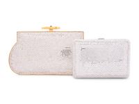 Two Judith Leiber Clear Crystal Minaudières