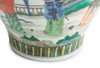 A Pair of Chinese Export Iron Mounted Famille Verte Porcelain Tea Jars