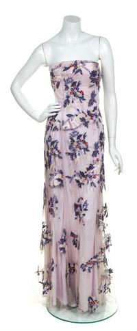 A Giorgio Armani Purple Strapless Gown,