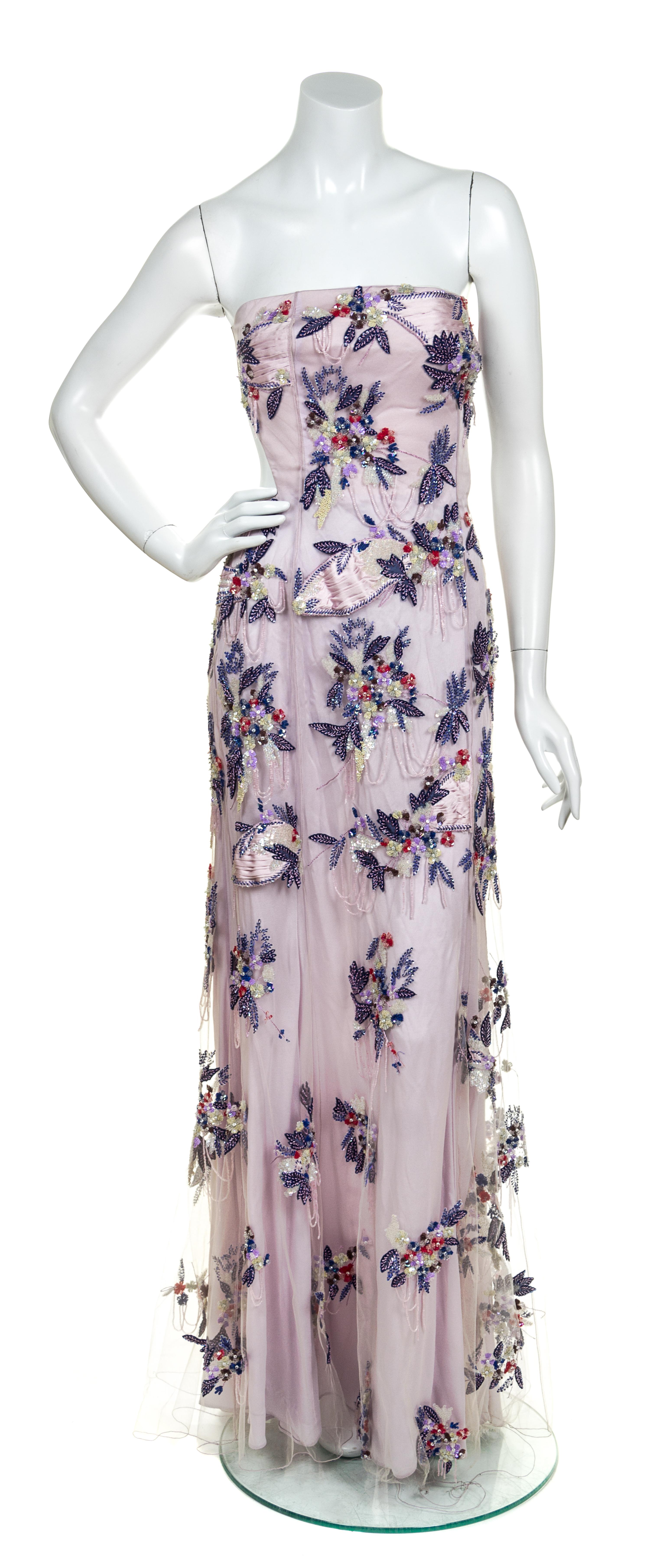 A Giorgio Armani Purple Strapless Gown,