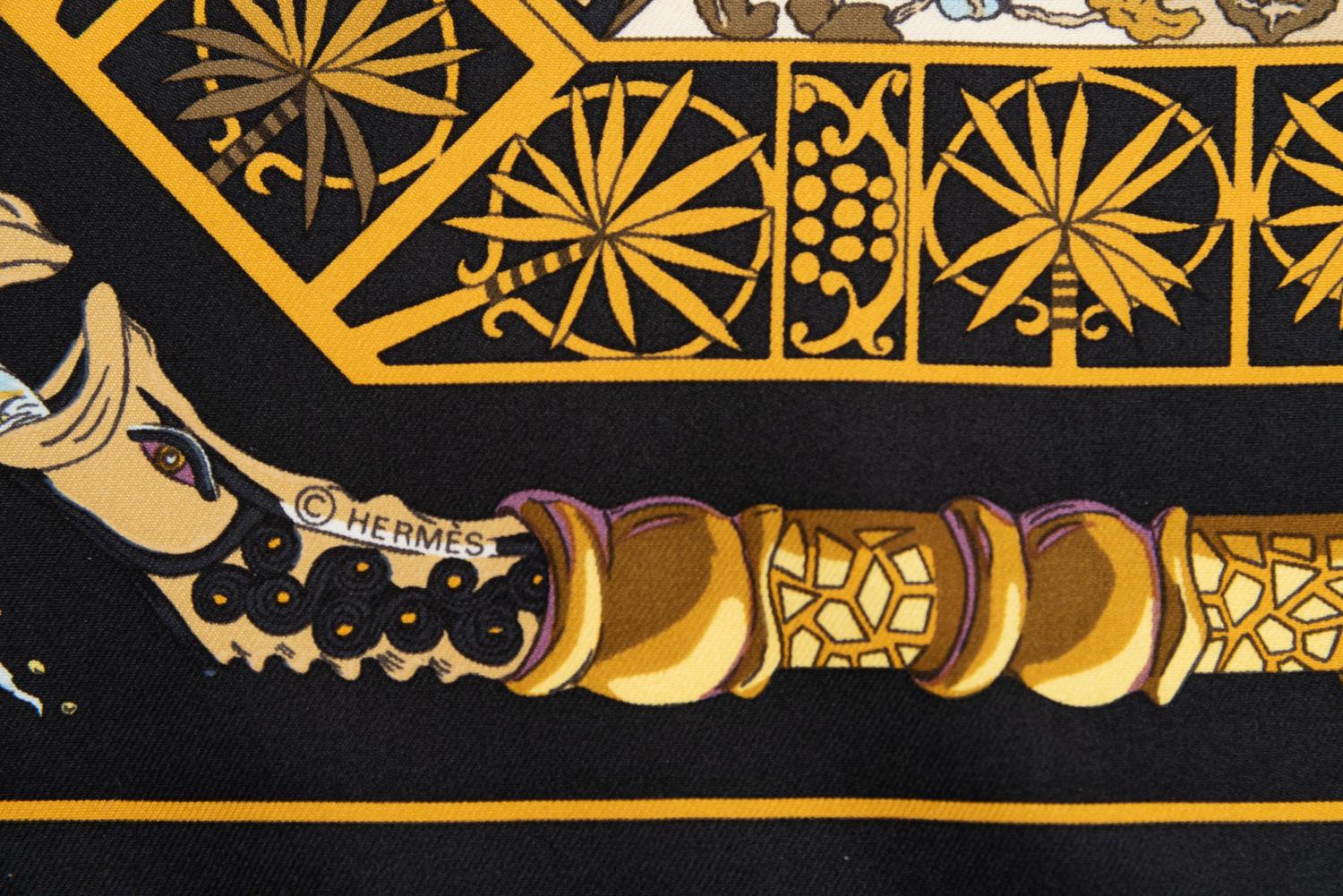 Two Hermès 90cm Scarves and One Scarf Ring