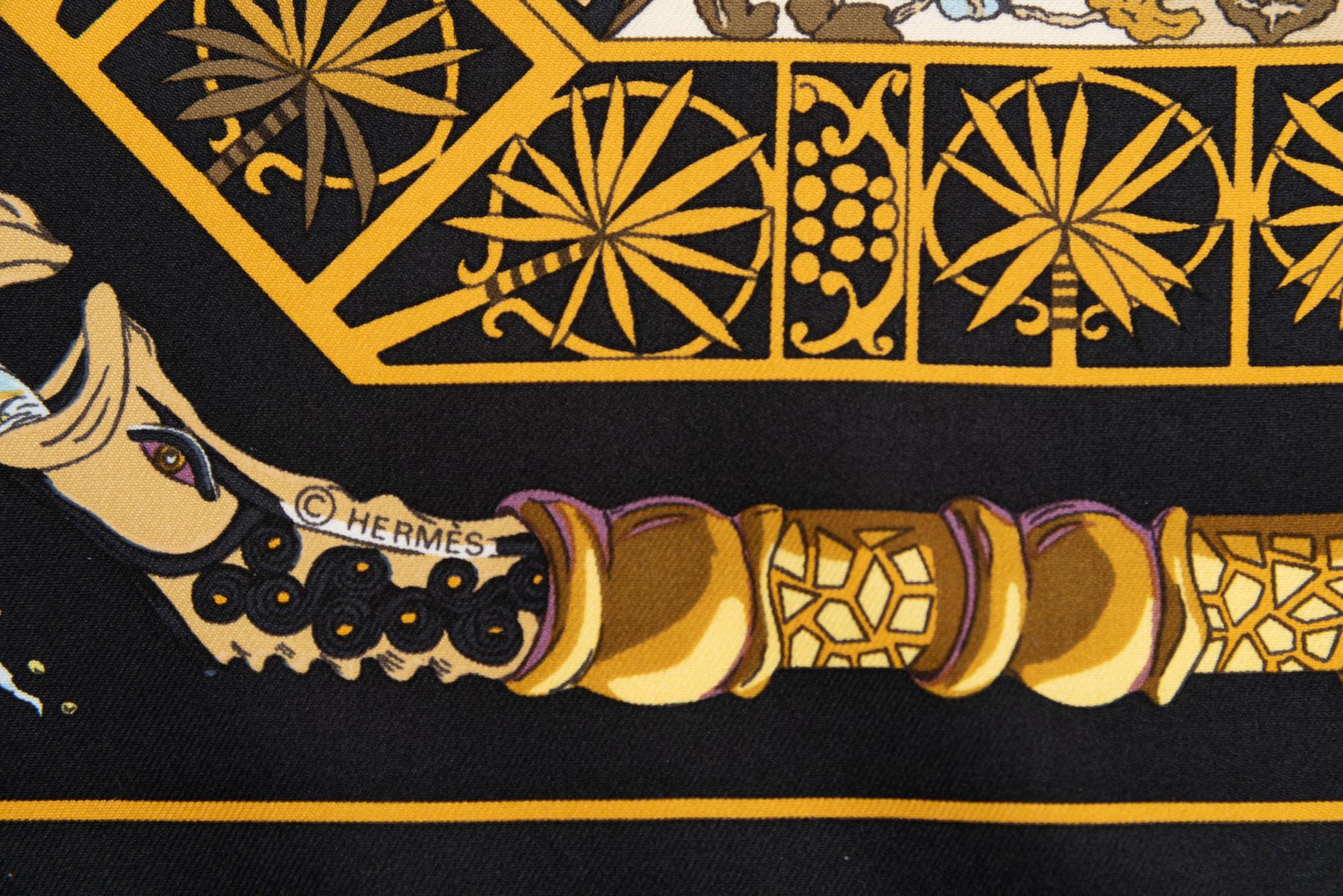 Two Hermès 90cm Scarves and One Scarf Ring