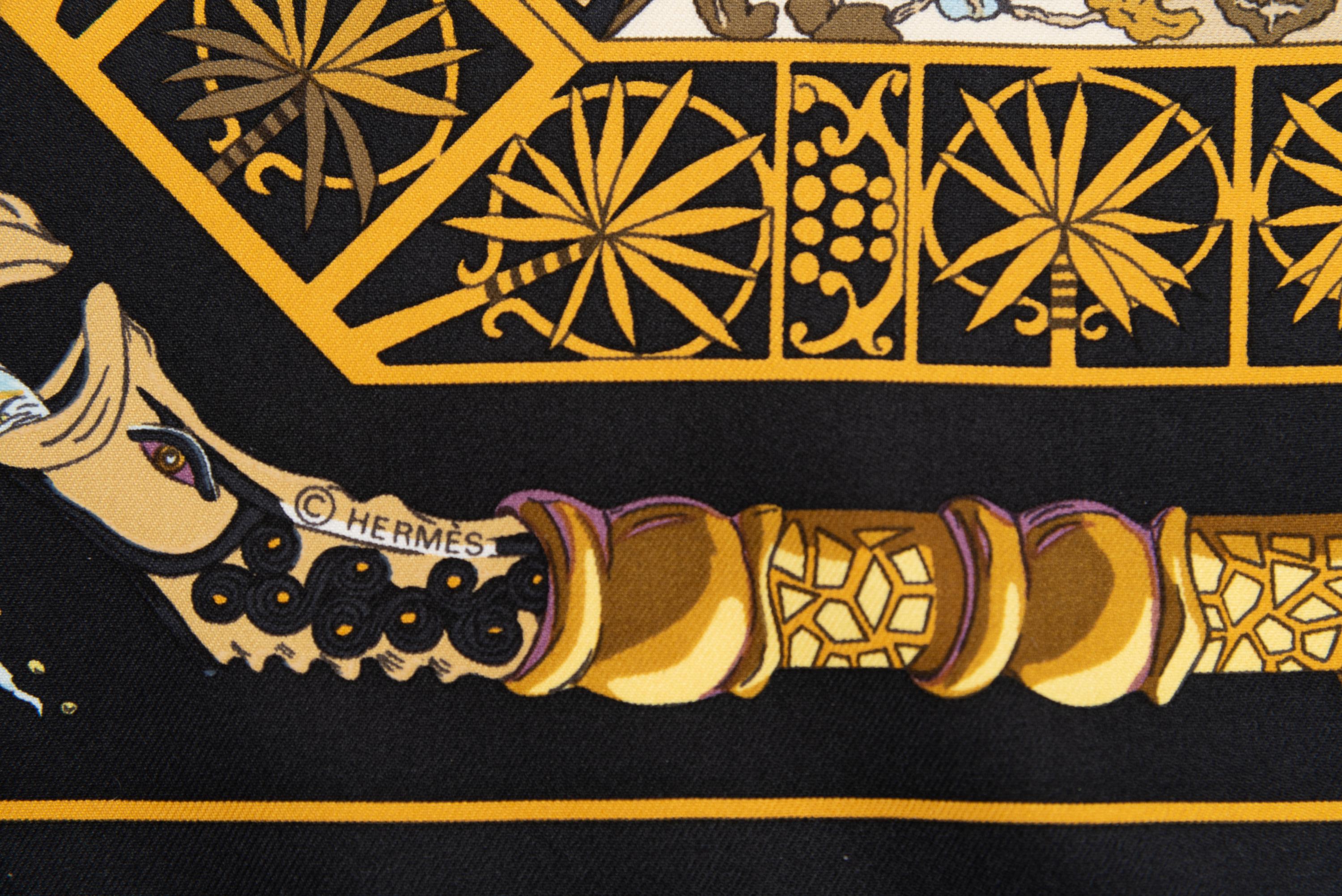 Two Hermès 90cm Scarves and One Scarf Ring