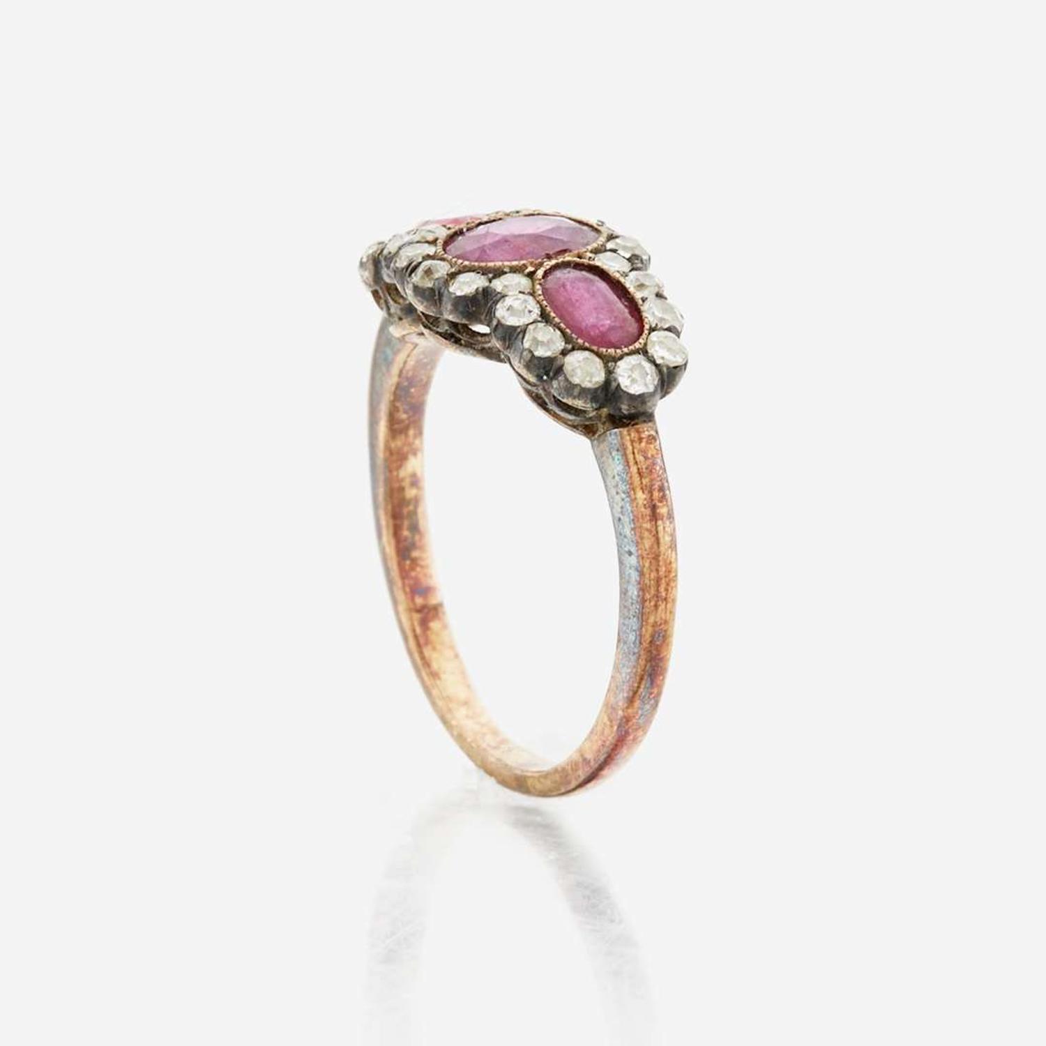 An antique ruby, diamond, and gold ring