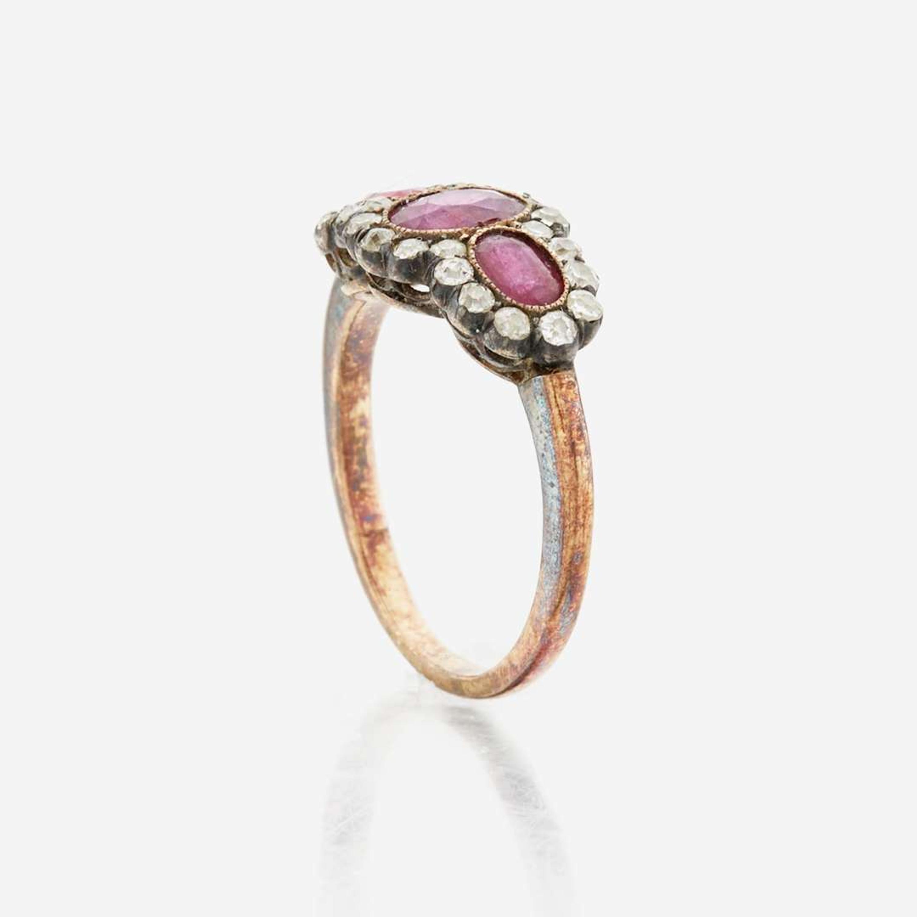 An antique ruby, diamond, and gold ring