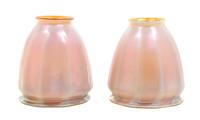 A Pair of Quezal Glass Shades Height 4 3/4 inches.
