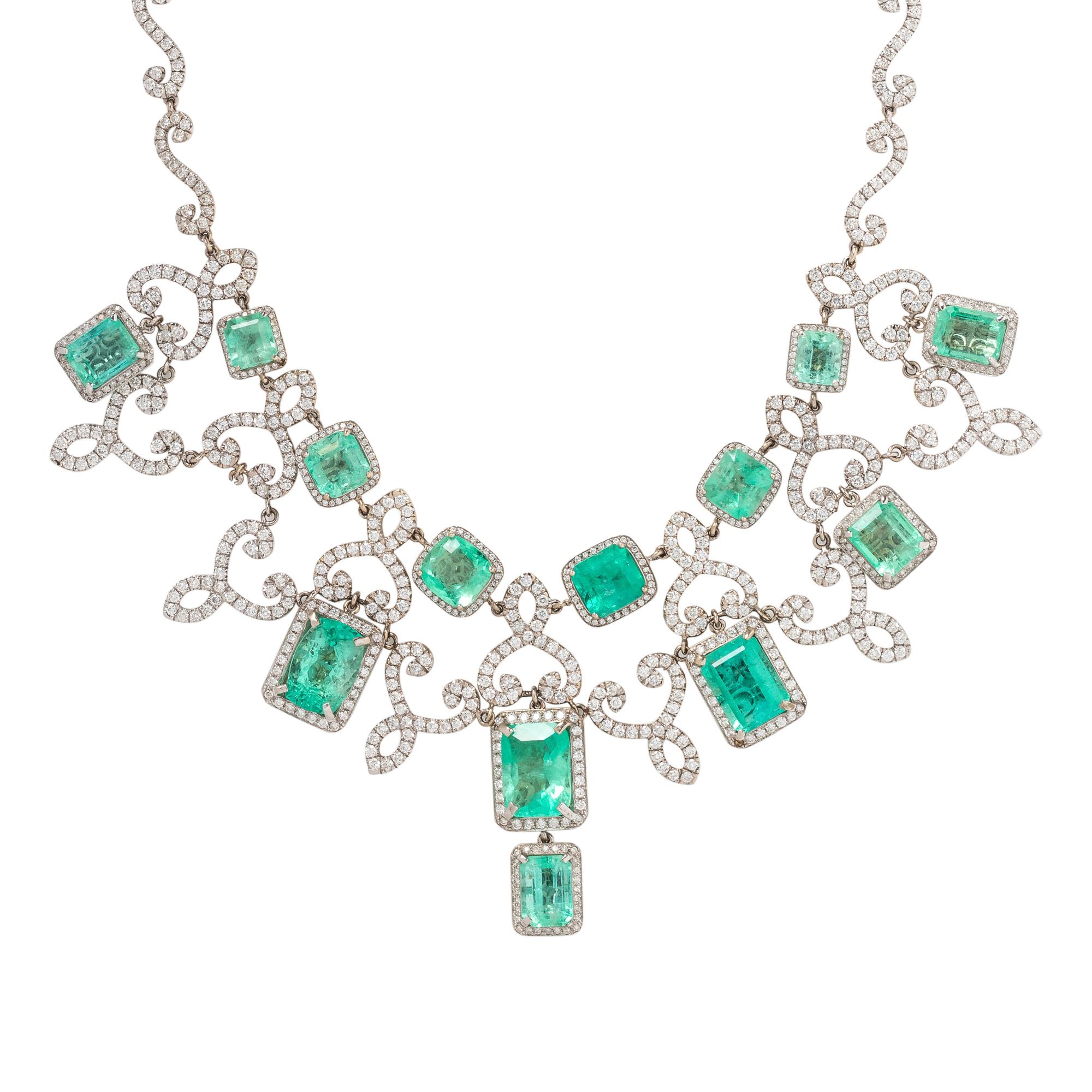 EMERALD AND DIAMOND NECKLACE