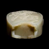 A Chinese Celadon Jade Vase and Cover, Late 19th Century 清晚期 青白玉浮雕童戲圖蓋瓶