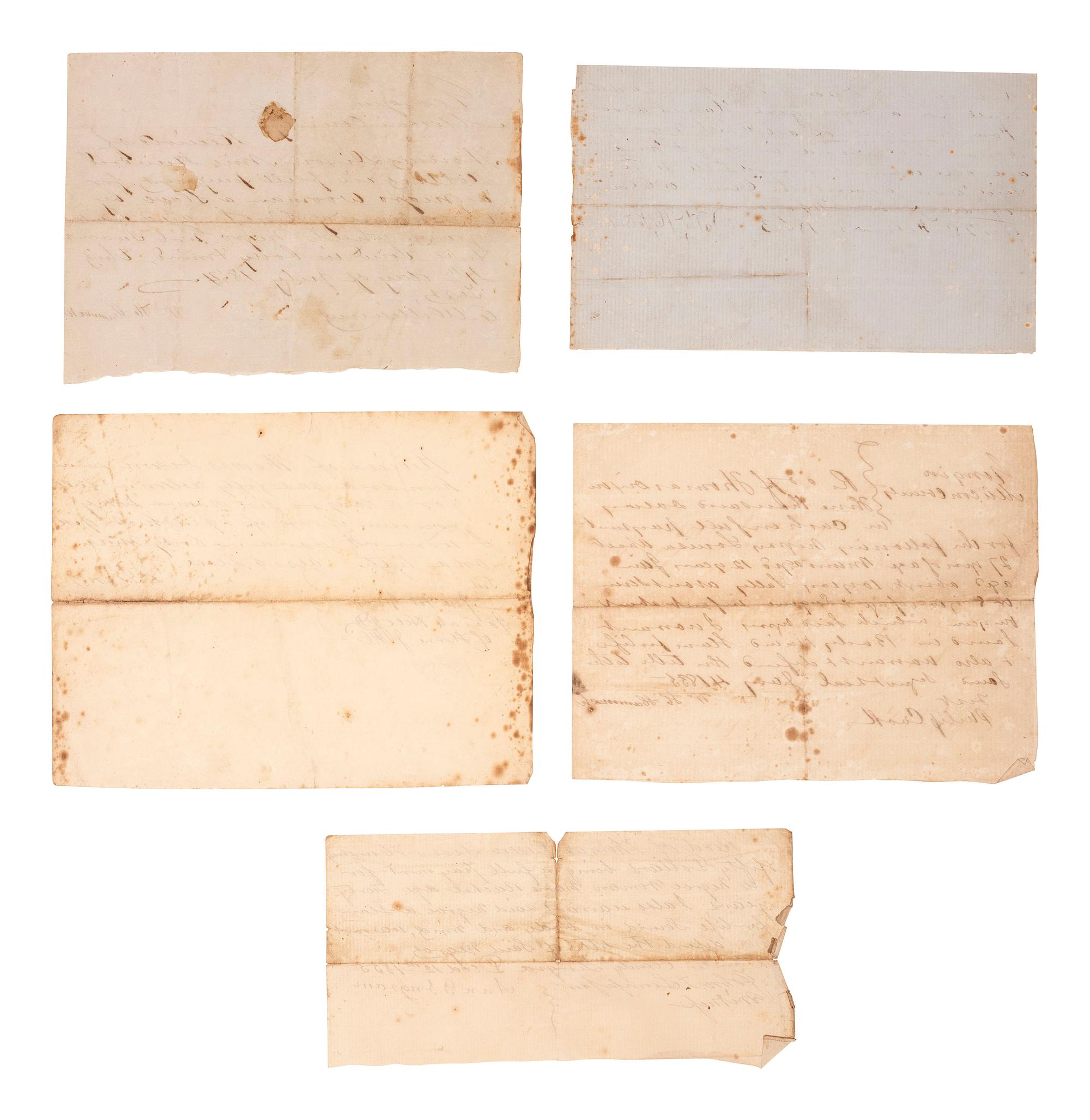 [SLAVERY & ABOLITION]. Bills of sale for African Americans enslaved by Thomas Dixon (1815-1879), Sheriff of Macon County, Georgia.