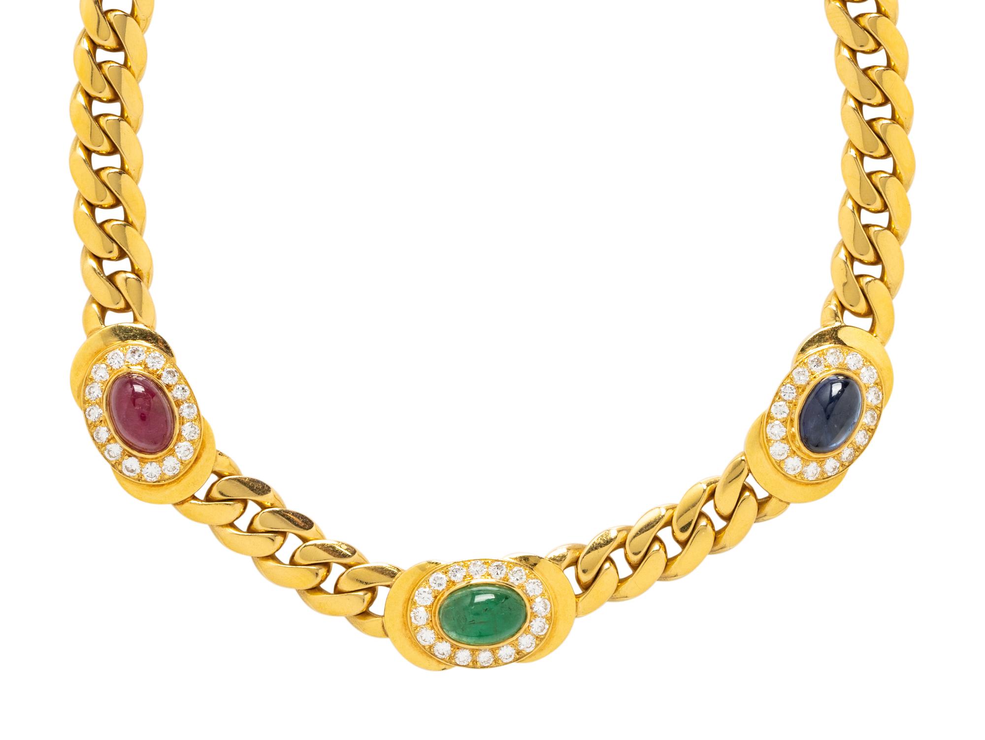 YELLOW GOLD, MULTIGEM AND DIAMOND NECKLACE