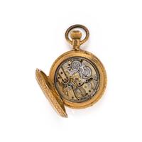 YELLOW GOLD QUARTER REPEATER DAY DATE MOON PHASE HUNTER CASE POCKET WATCH