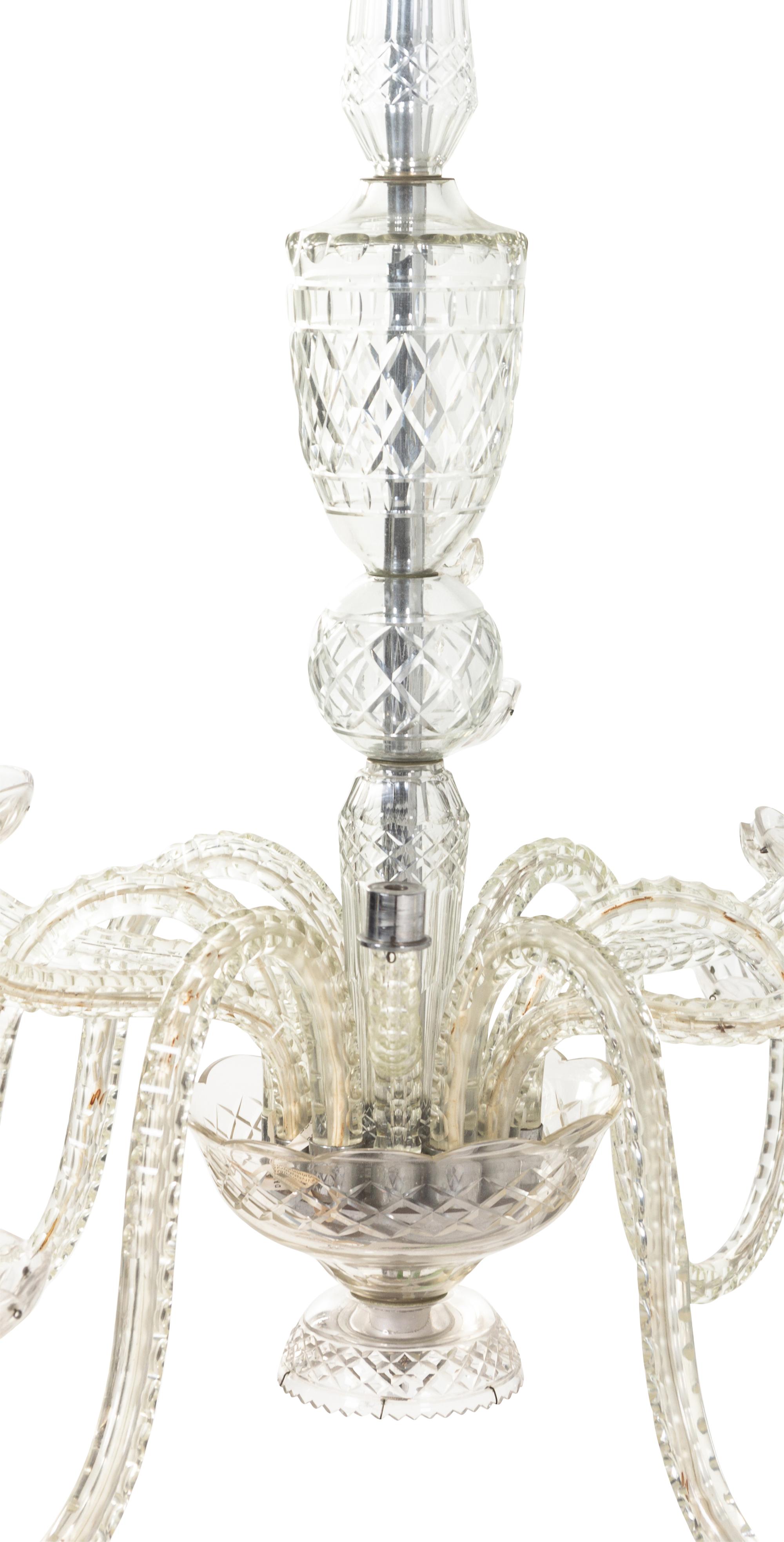 A George III Style Cut Glass Nine-Light Chandelier