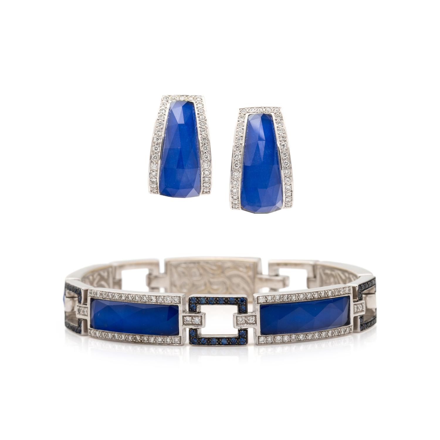 STEPHEN WEBSTER, 'CRYSTAL HAZE' QUARTZ, DIAMOND, AND WHITE GOLD BRACELET AND EARRINGS
