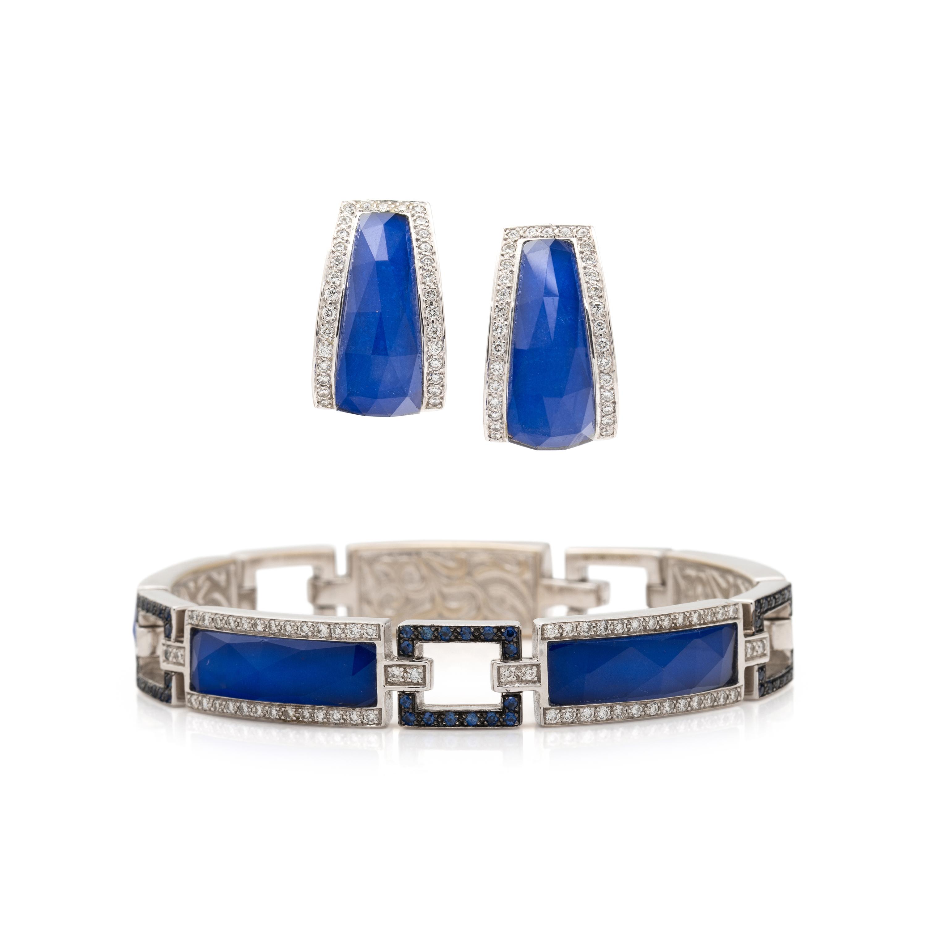 STEPHEN WEBSTER, 'CRYSTAL HAZE' QUARTZ, DIAMOND, AND WHITE GOLD BRACELET AND EARRINGS