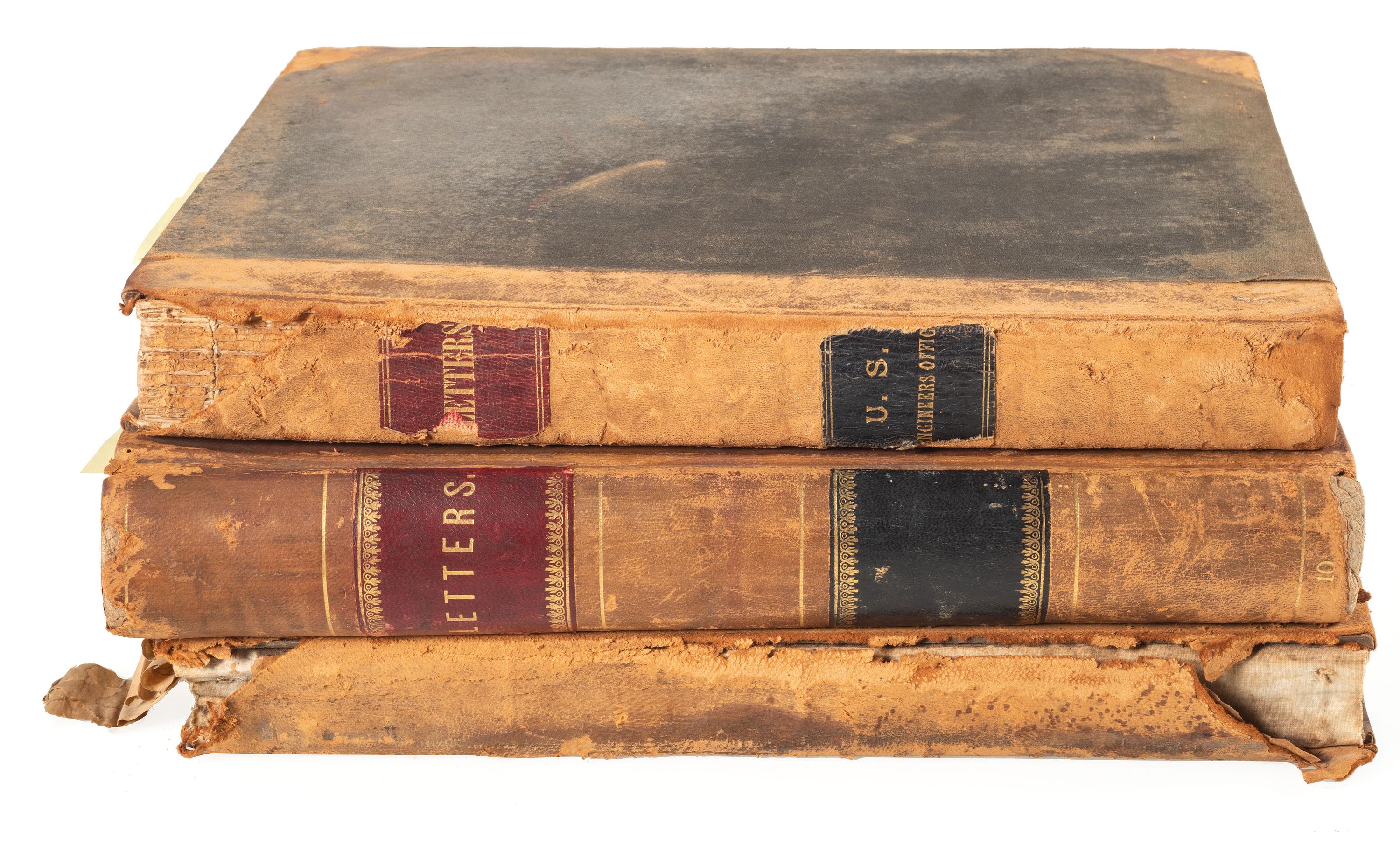[ENGINEERING] -- [CIVIL WAR]. Group of 3 letterpress copybooks containing ca 1885-1895 correspondence of US Army officer and engineer Orlando Metcalf Poe (1832-1895).