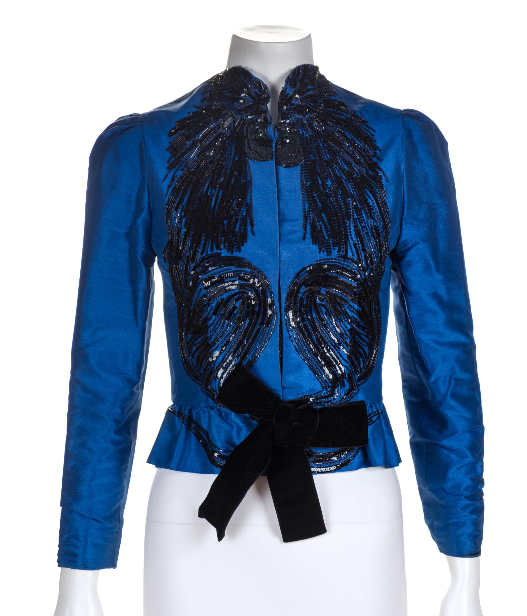 A Lanvin Vintage Royal Blue Silk Bolero jacket, No size.