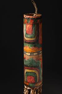 Cheyenne Parfleche Cylinder, with Pueblo Overpaint