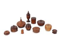 A Large Collection of Lidded Treenware