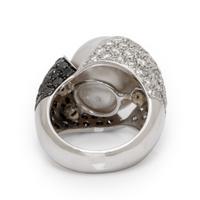 Cultured Pearl, Diamond, and Black Diamond Ring