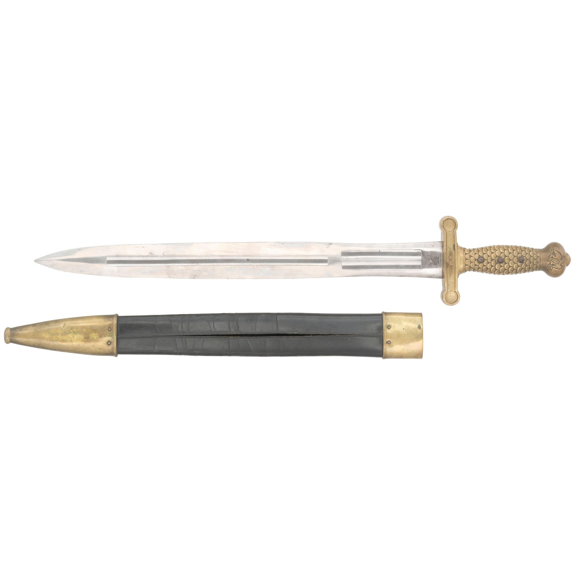 Massachusetts Marked Ames Model 1832 Heavy Artillery Saber & Scabbard Dated 1839