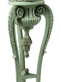 A Pair of Louis XV Style Carved and Green-Painted Jardinières with Liners