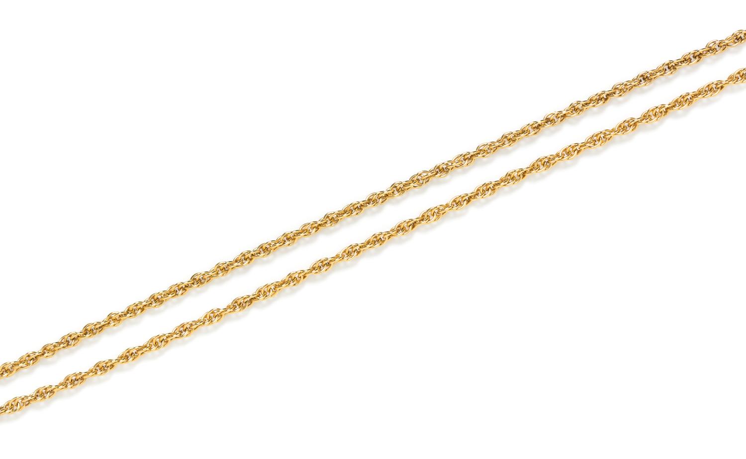 A Yellow Gold Longchain Necklace, 21.80 dwts.