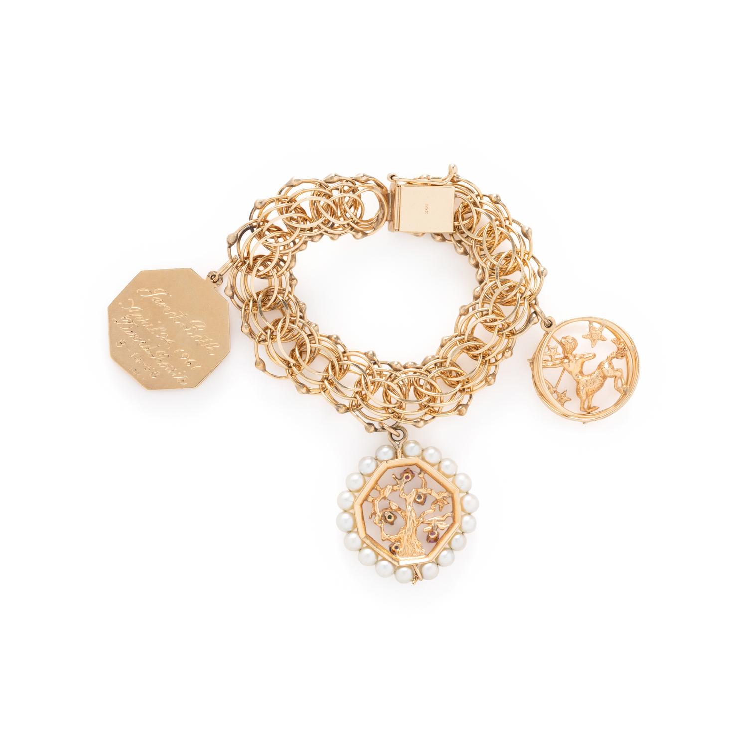 YELLOW GOLD CHARM BRACELET