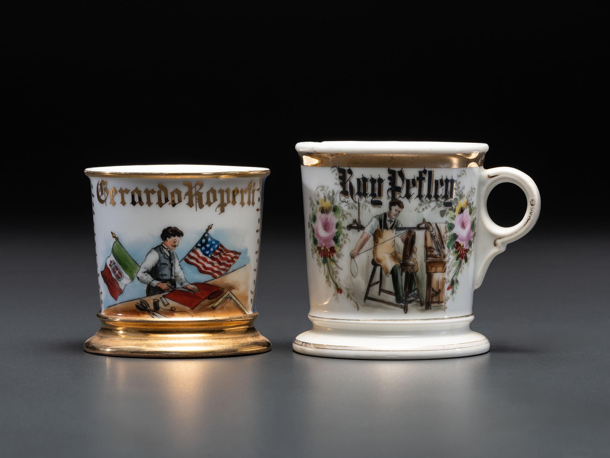 Two Tradesman's Porcelain Occupational Shaving Mugs