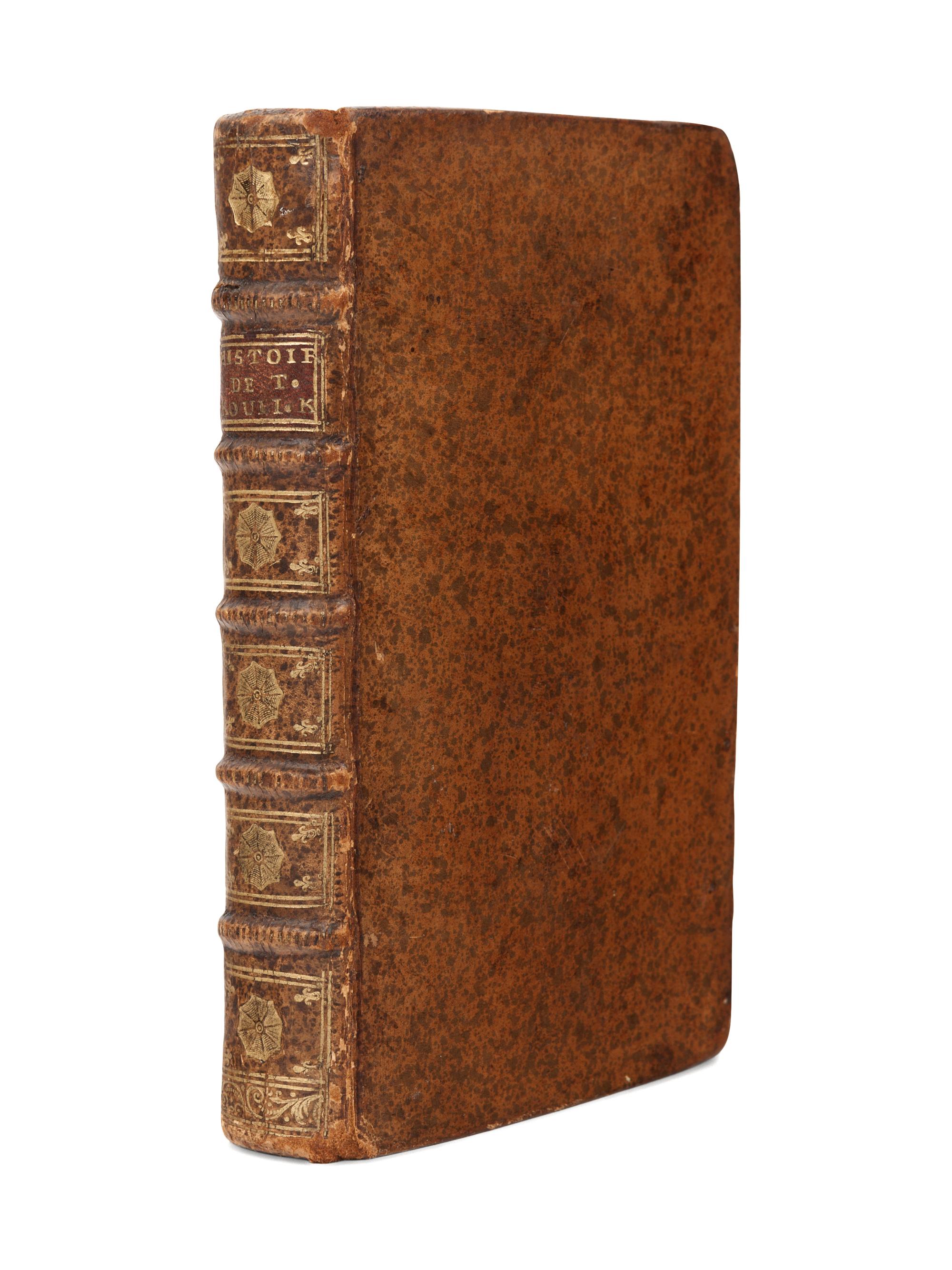 [FORE-EDGE PAINTING]. CLAUSTRE, Andre de. Histoire de Thamas Kouli-Kan, Roi de Perse.... Paris: Briasson, 1743.