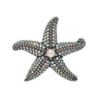 SILVER-TOPPED GOLD, OPAL AND DIAMOND STARFISH BROOCH