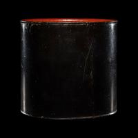 A Chinese Black and Red Lacquered Brushpot, Bitong, Wanli Mark 萬曆丙午（1606）款黑漆素面筆筒