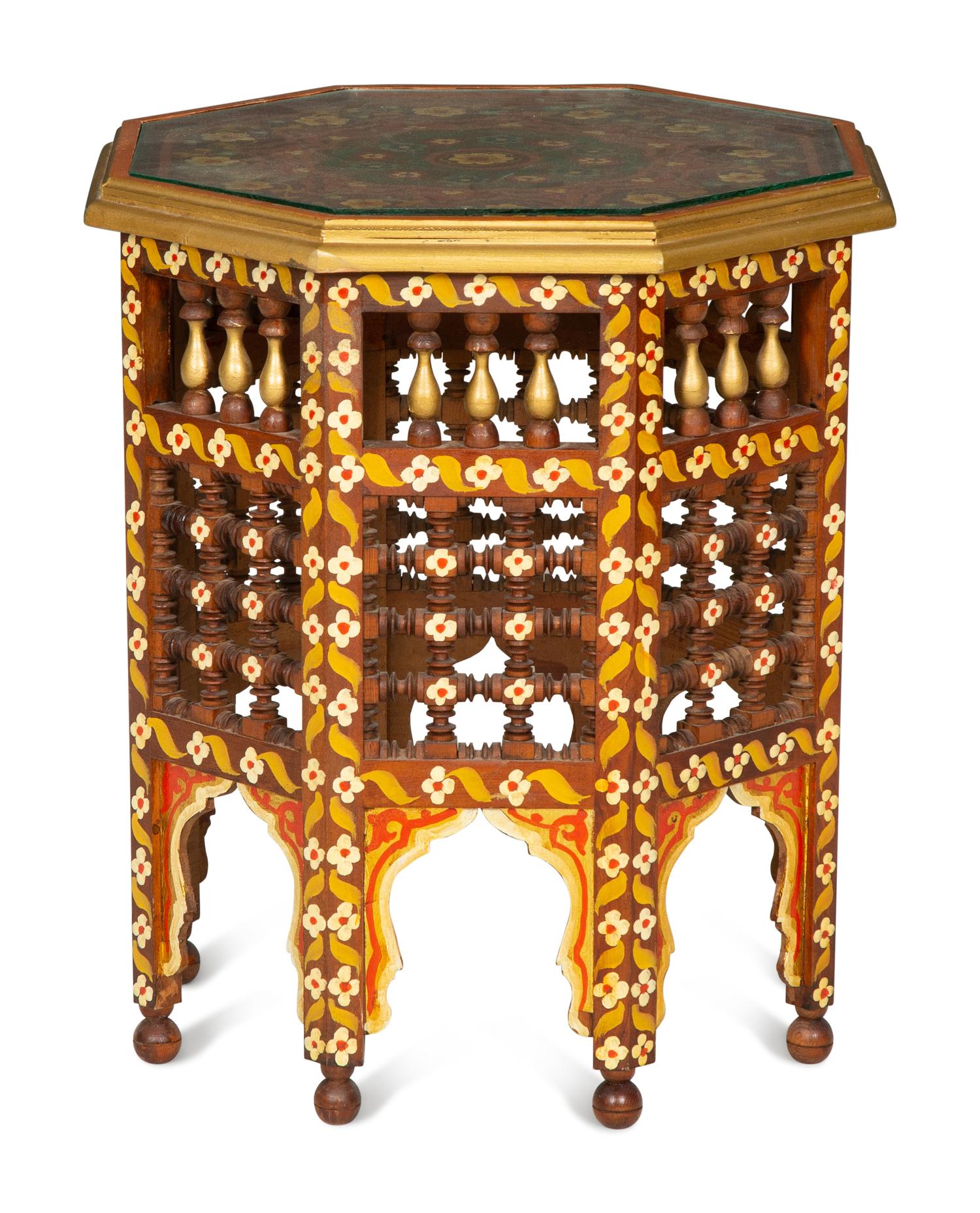 A Moroccan Style Painted Octagonal Side Table