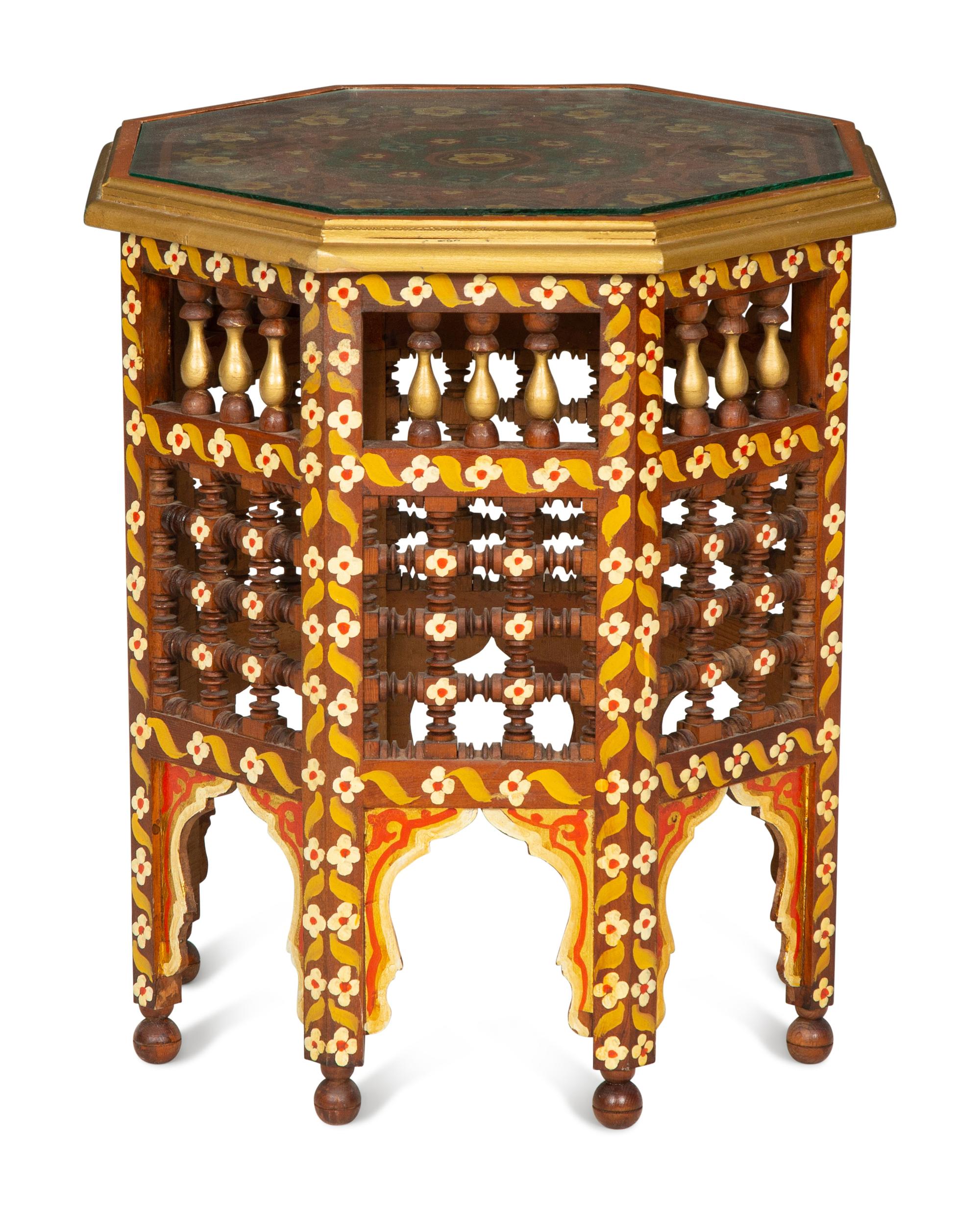 A Moroccan Style Painted Octagonal Side Table