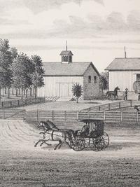 Printed City Views and Farm Scenes of Bloomingdale and Dupage County, Ill. N.p.: N.d. 23 x 21 In. Matted and framed.