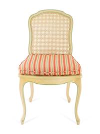 A Set of Eight Louis XV Style White-Painted Caned Dining Chairs Chairs — 20TH CENTURY