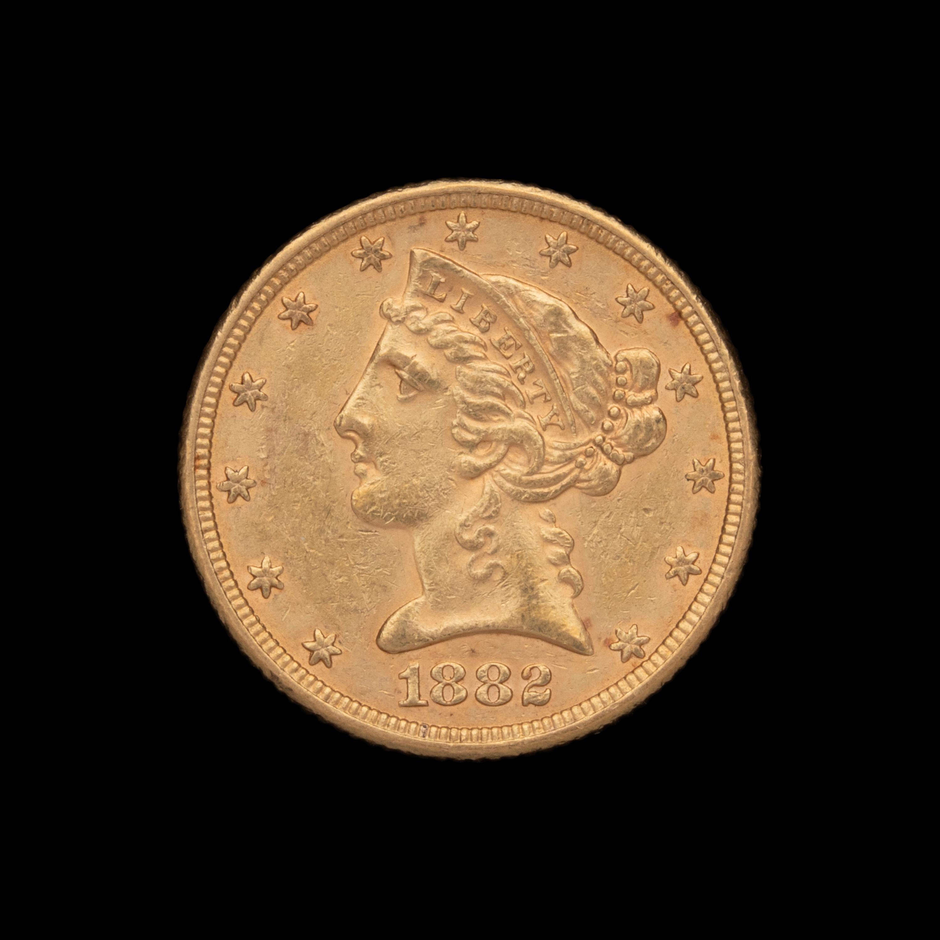 An 1882 Liberty Head $5 Gold Coin