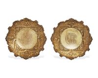 A Pair Of Gilt Sterling Silver Floral Repousse Tazzas