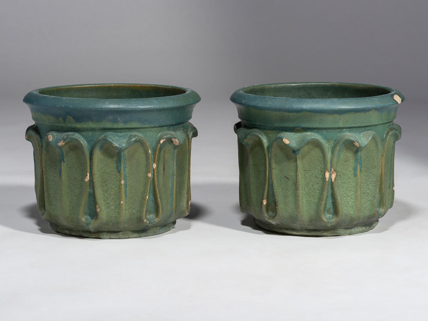 Pair of Matte Glazed Architectural Jardinières, 1905