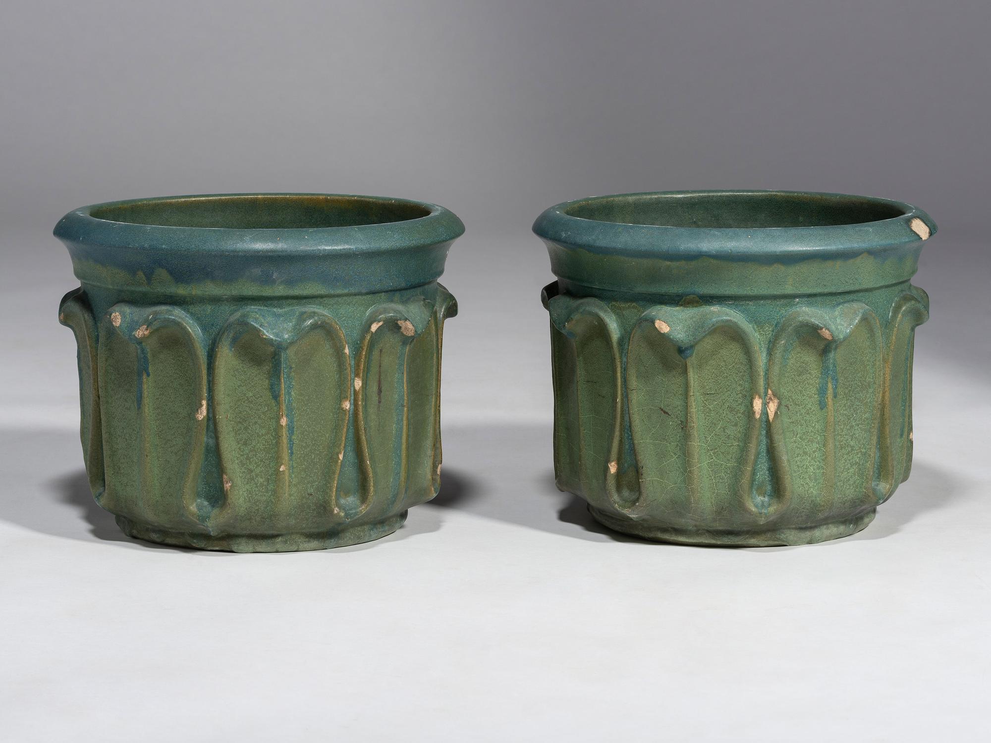 Pair of Matte Glazed Architectural Jardinières, 1905