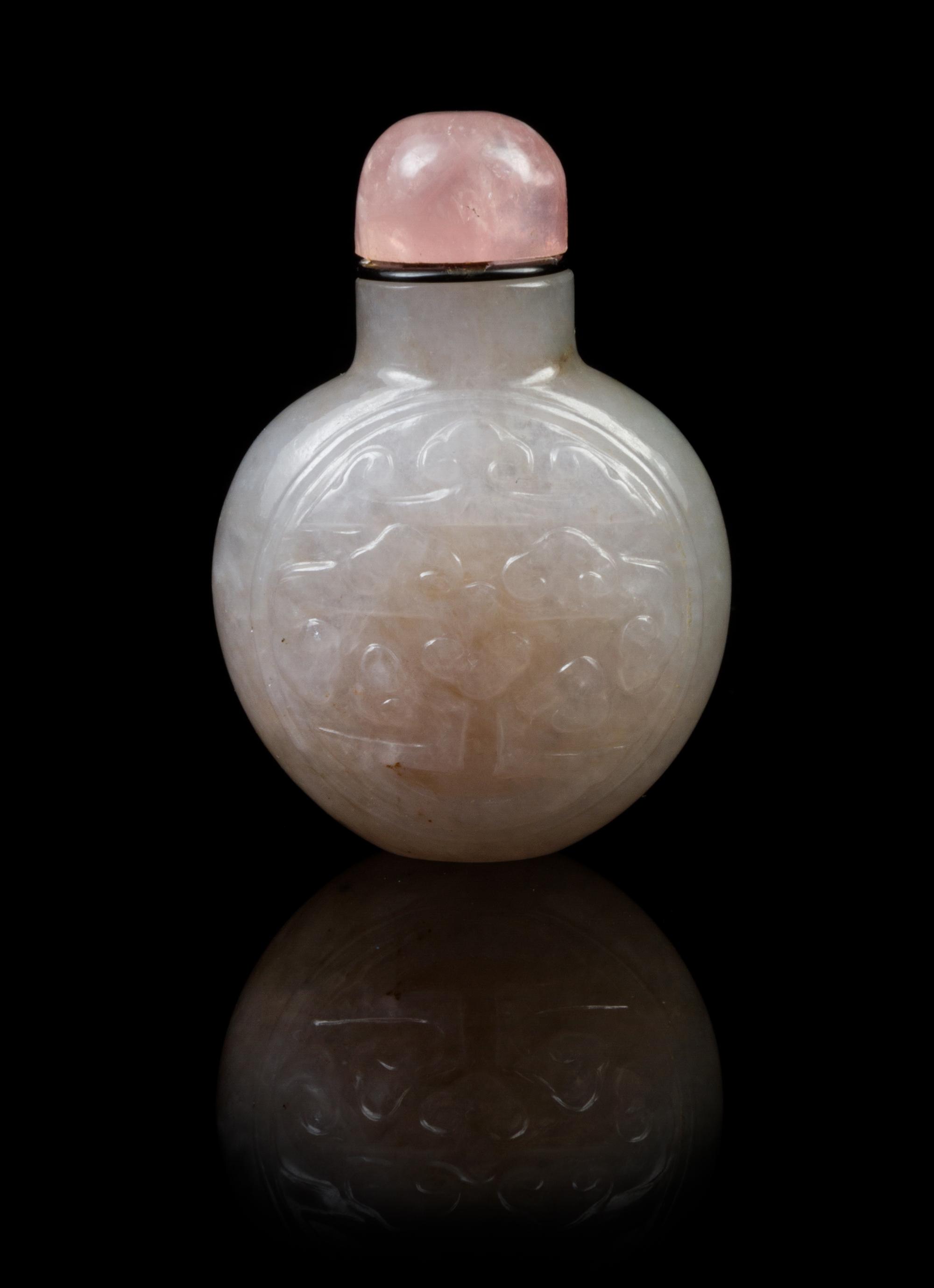 A Chinese Jadeite Snuff Bottle 19TH CENTURY Height 2 1/4 inches. — 19TH CENTURY