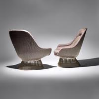 Pair of Easy Lounge Chairs, model 1705 and one ottoman, Model 1705y, for Knoll International USA, 1966/1980