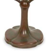 A Handel Bronze Desk Lamp and Two Steuben Aurene Glass Shades